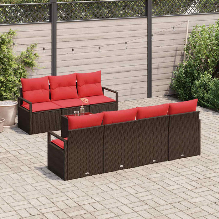 Set de canapele pentru grădină 8 pcs Beige și Roșu poliratan WALTI