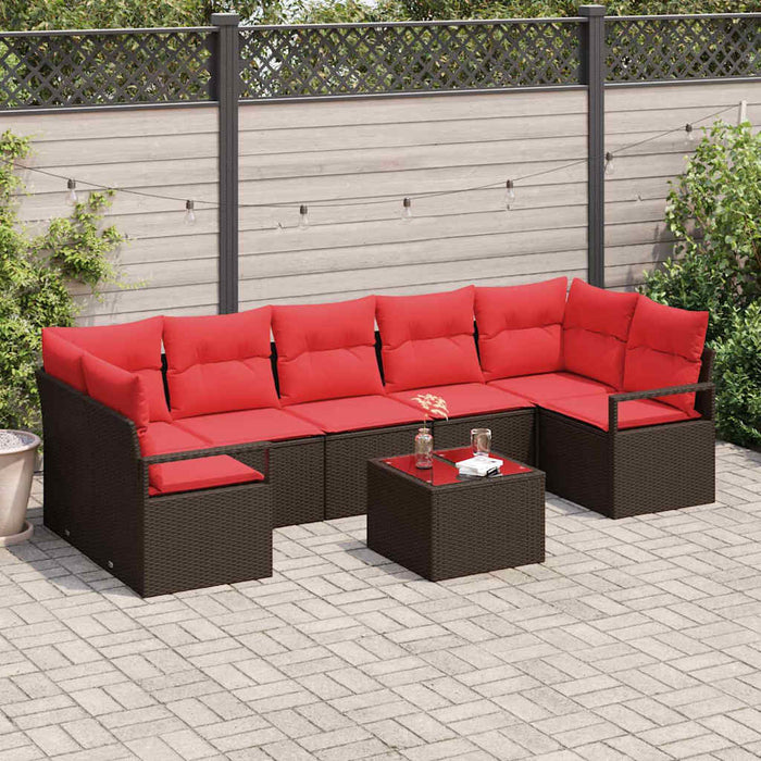 Set de canapele pentru grădină 8 pcs Beige și Roșu poliratan WALTI