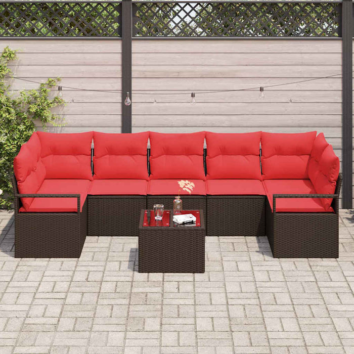 Set de canapele pentru grădină 8 pcs Beige și Roșu poliratan WALTI