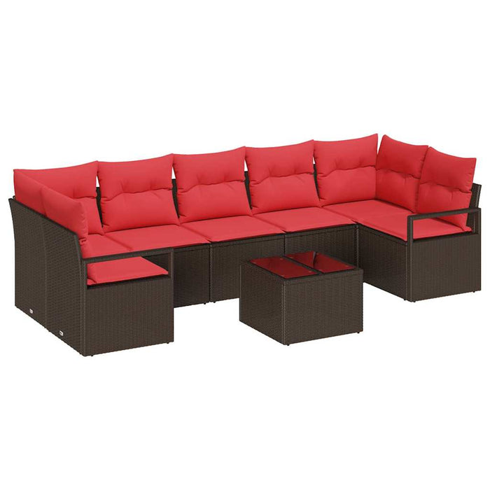 Set de canapele pentru grădină 8 pcs Beige și Roșu poliratan WALTI