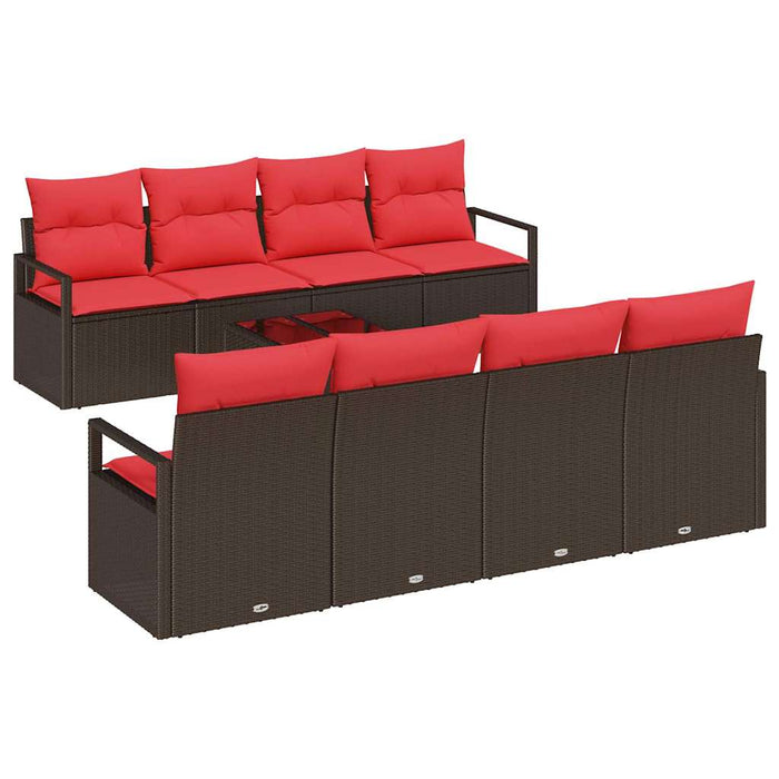 Set de canapea cu pernă 9 pcs Beige și Roșu poliratan WALTI