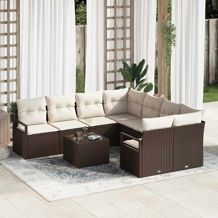 Set de canapele pentru grădină 9 pcs Maro, Crem 55 x 55 x 37 cm - WALTI WALTI