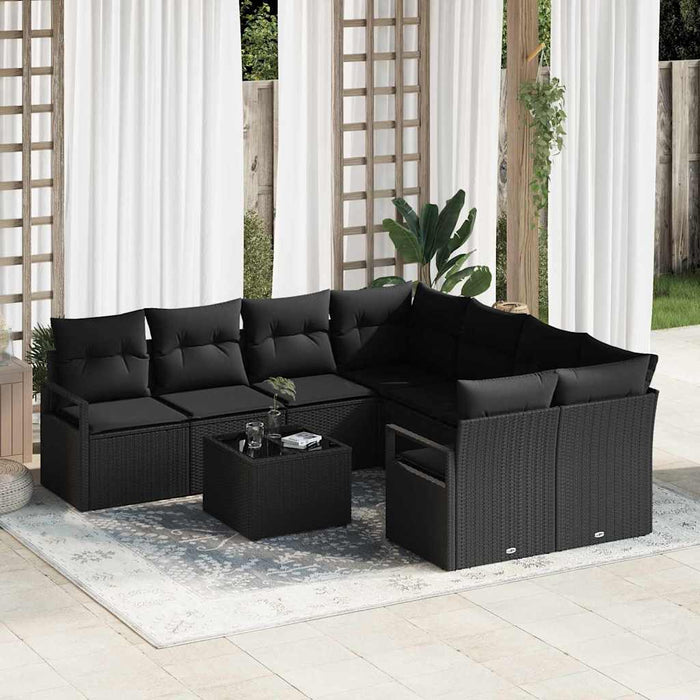 Set de canapele pentru grădină 9 pcs Negru 55 x 55 x 37 cm - WALTI WALTI