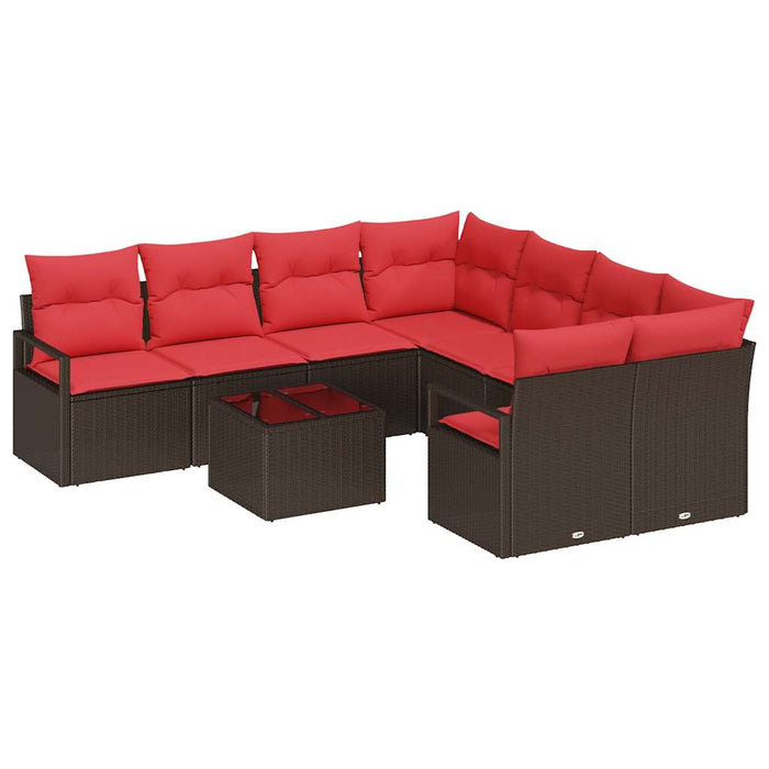 Set de canapea cu pernă 9 pcs Beige și Roșu poliratan WALTI