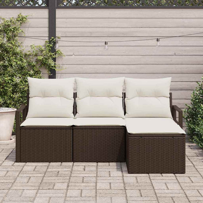 Set de canapele pentru grădină cu pernă 4 pcs Maro, Crem - WALTI WALTI
