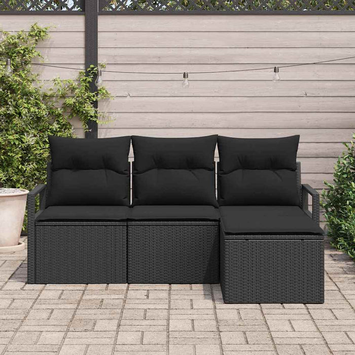 Set de canapele pentru grădină cu pernă 4 pcs Negru - WALTI WALTI
