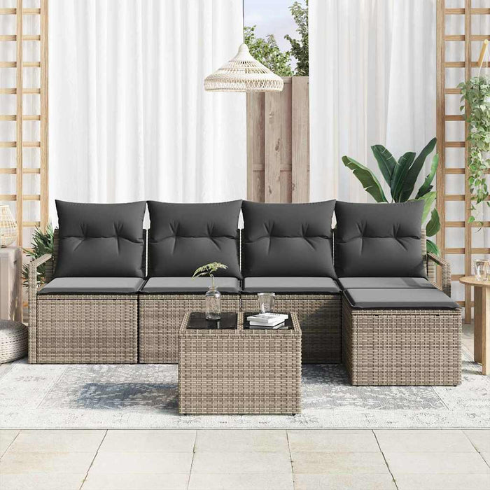 Set de canapele pentru grădină cu pernă 6 pcs Gri deschis - WALTI WALTI