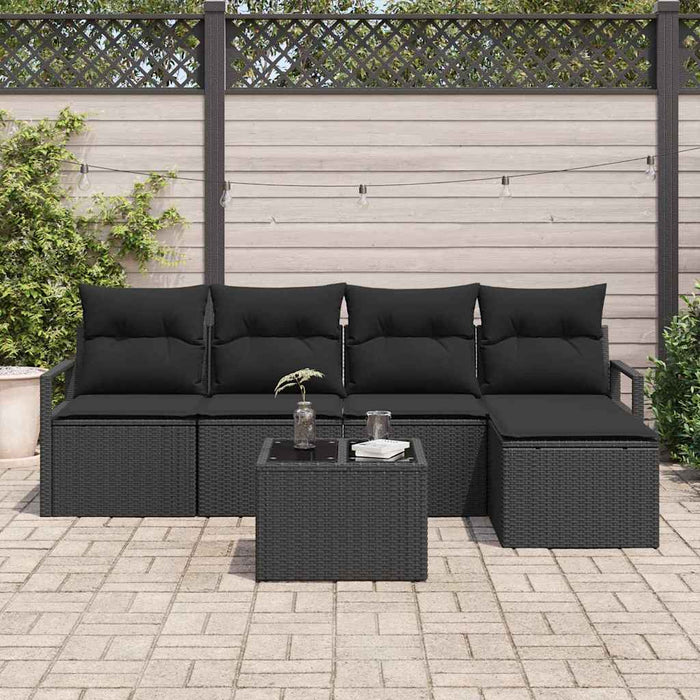 Set de canapele pentru grădină cu pernă 6 pcs Negru - WALTI WALTI