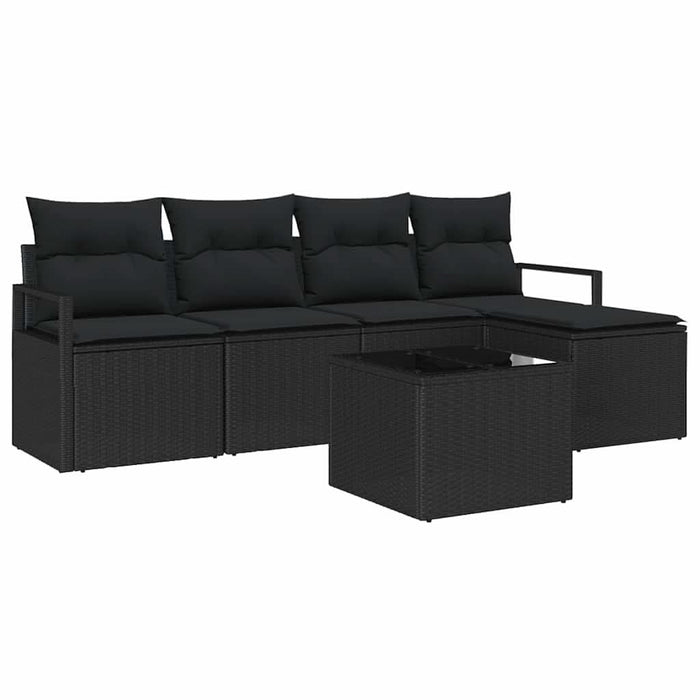 Set de canapele pentru grădină cu pernă 6 pcs Negru - WALTI WALTI