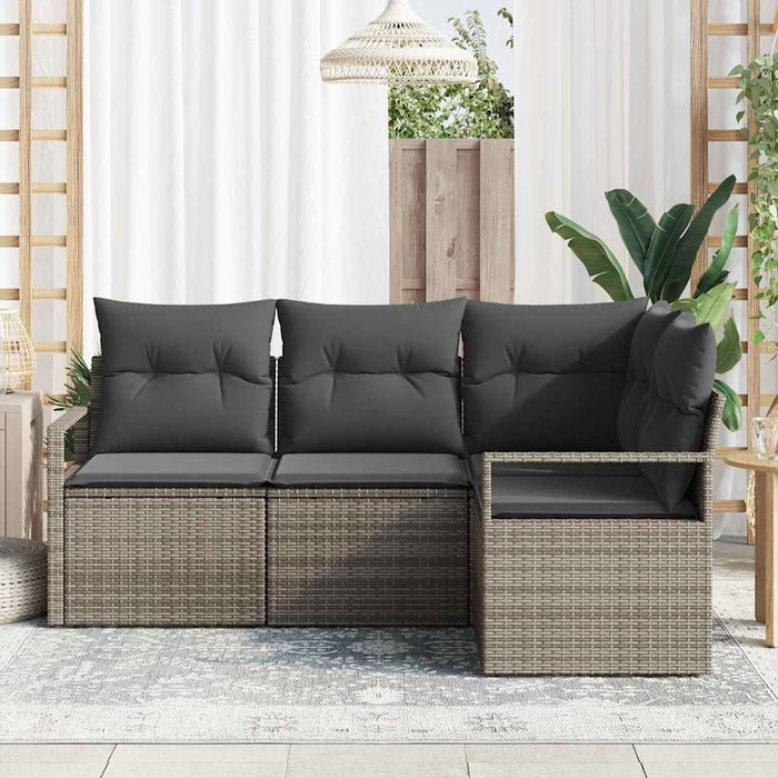 Set de canapea cu pernă cu depozitare 4 pcs Gri poliratan - WALTI WALTI