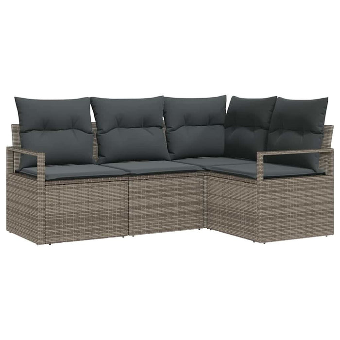 Set de canapea cu pernă cu depozitare 4 pcs Gri poliratan - WALTI WALTI