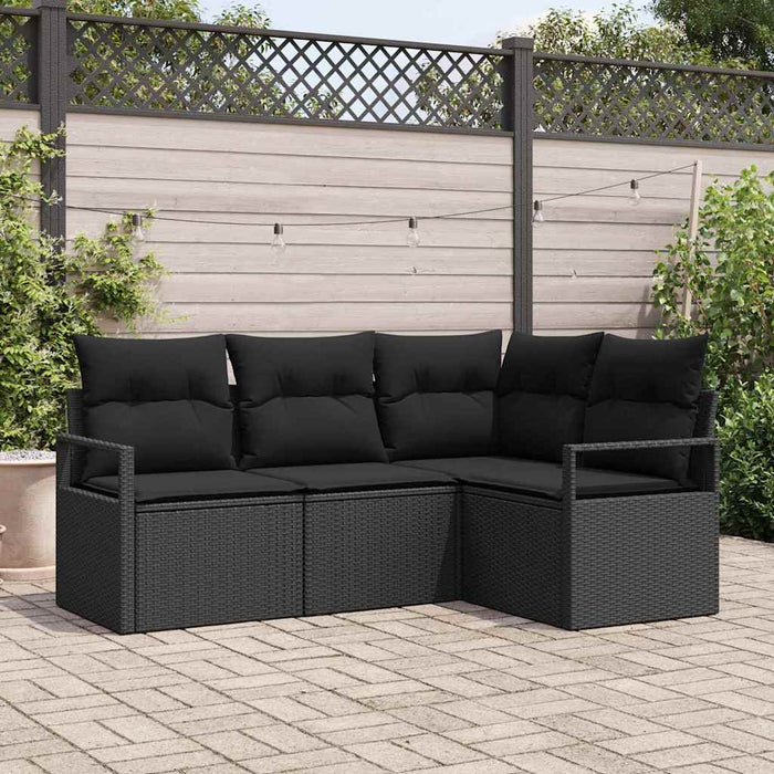 Set de canapele pentru grădină cu pernă 4 pcs Negru - WALTI WALTI