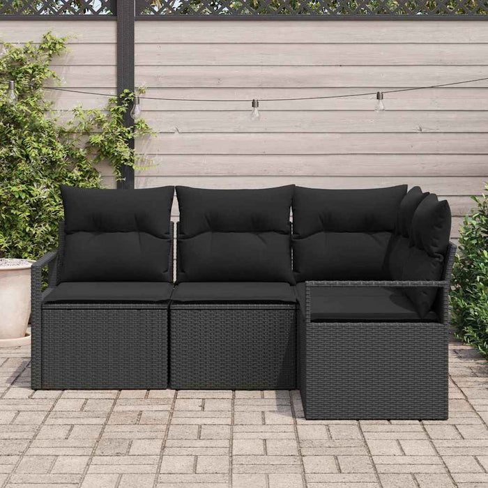 Set de canapele pentru grădină cu pernă 4 pcs Negru - WALTI WALTI