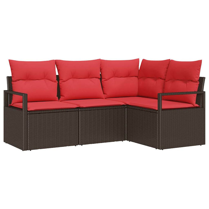 Set de canapele pentru grădină 4 pcs Maro și roșu poliratan WALTI