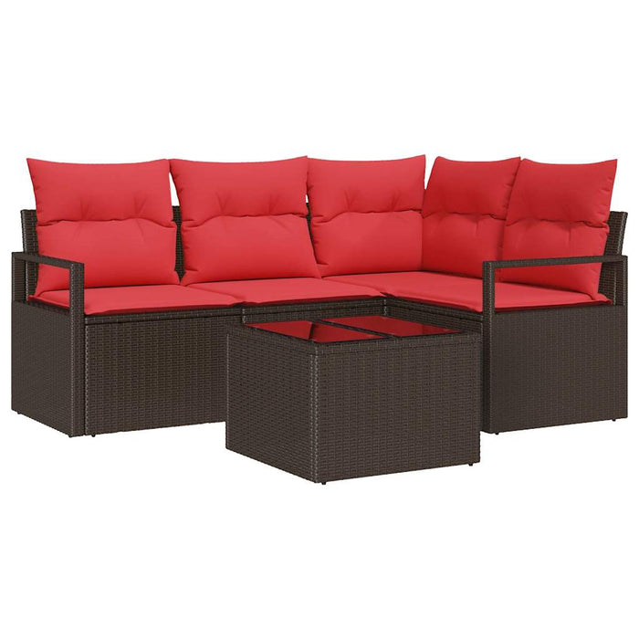 Set de canapele pentru grădină 5 pcs Maro și roșu poliratan WALTI