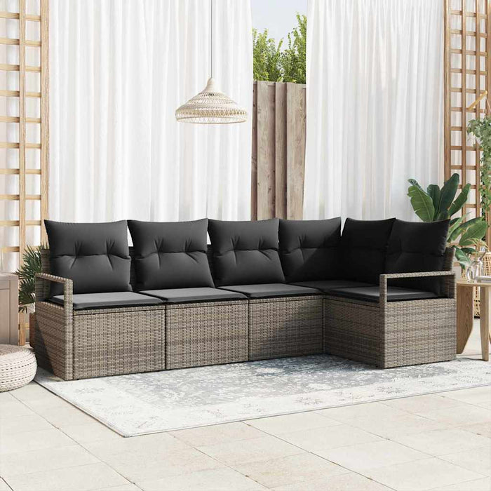 Set de canapele pentru grădină cu pernă cu depozitare 5 pcs Gri - WALTI WALTI
