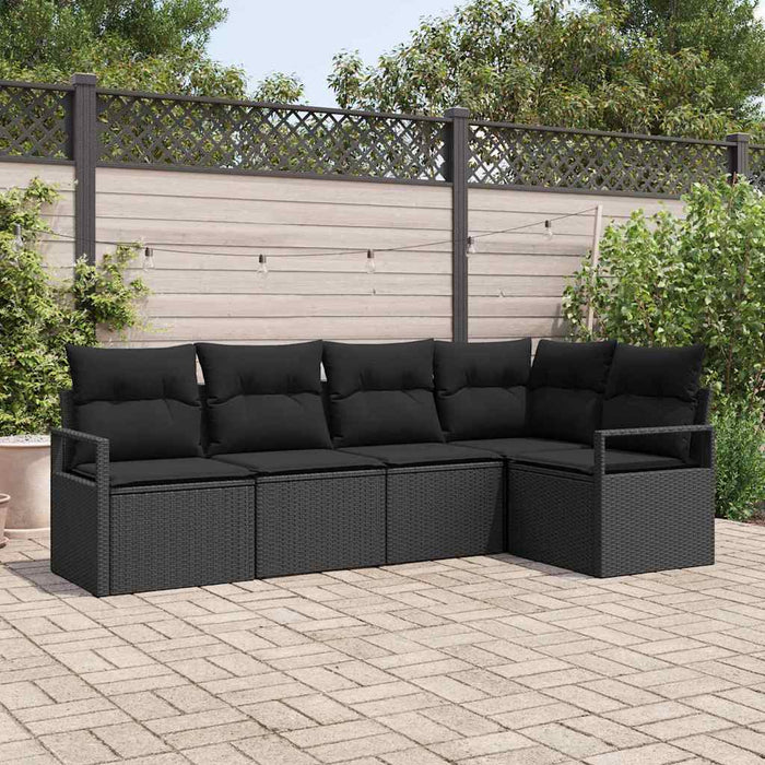 Set de canapele pentru grădină cu pernă 5 pcs Negru - WALTI WALTI