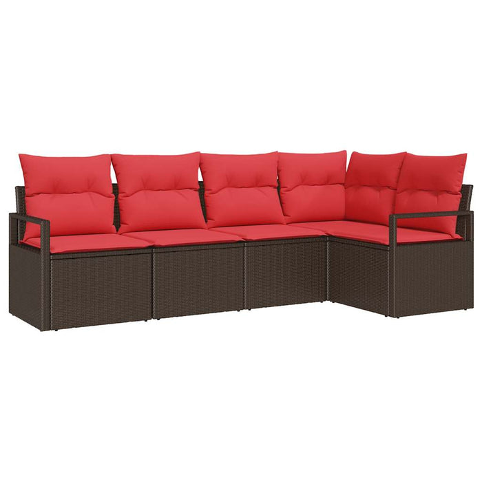 Set de canapele pentru grădină 5 pcs Maro și roșu poliratan WALTI
