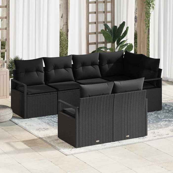 Set de canapele pentru grădină cu pernă 7 pcs Negru - WALTI WALTI