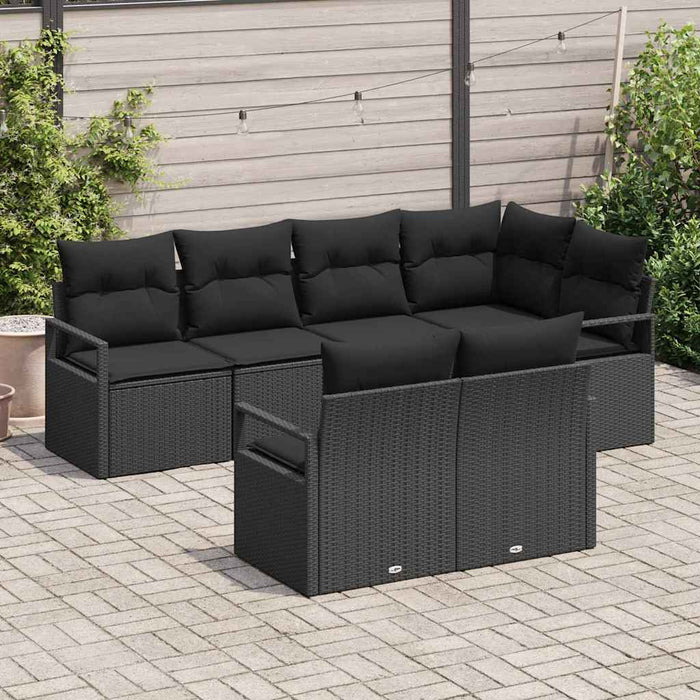 Set de canapele pentru grădină cu pernă 7 pcs Negru - WALTI WALTI