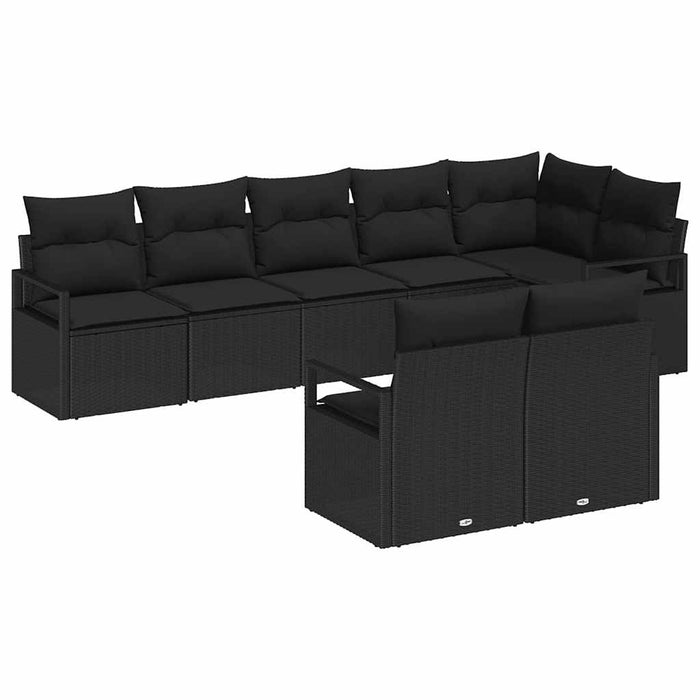 Set de canapele pentru grădină cu pernă 8 pcs Negru - WALTI WALTI