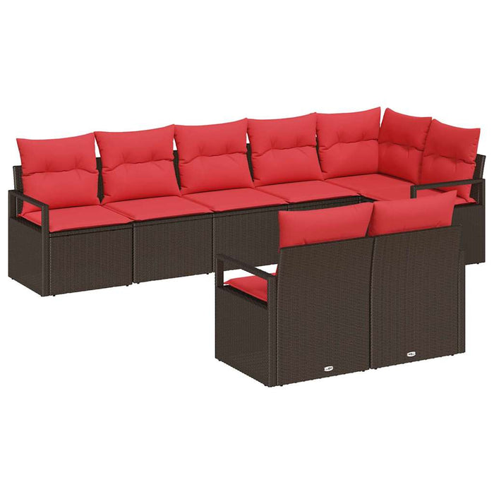 Set de canapele pentru grădină 8 pcs Maro și roșu poliratan WALTI