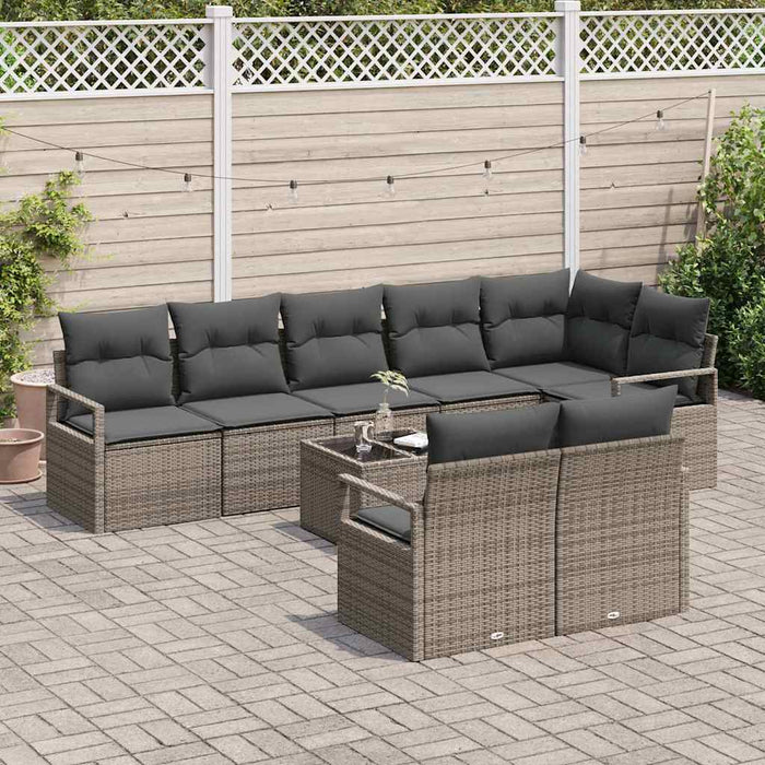 Set de canapele pentru grădină cu pernă 9 pcs Gri deschis - WALTI WALTI