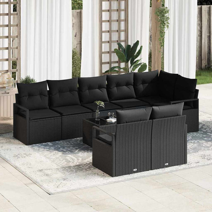 Set de canapele pentru grădină cu pernă 9 pcs Negru - WALTI WALTI