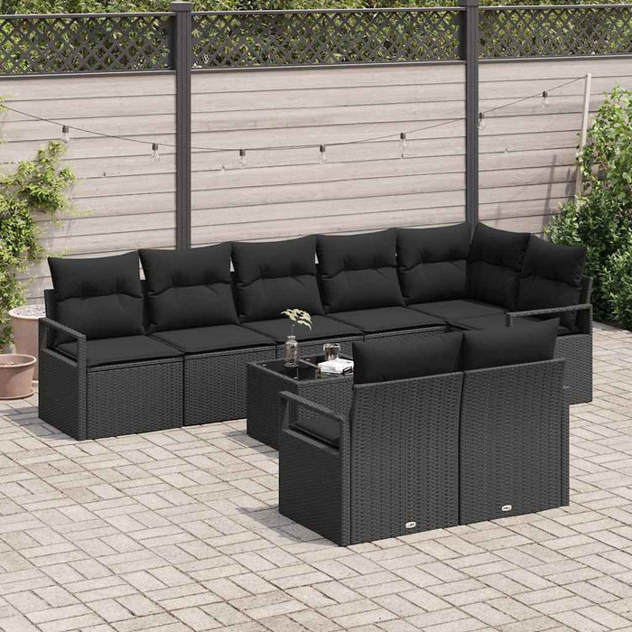 Set de canapele pentru grădină cu pernă 9 pcs Negru - WALTI WALTI