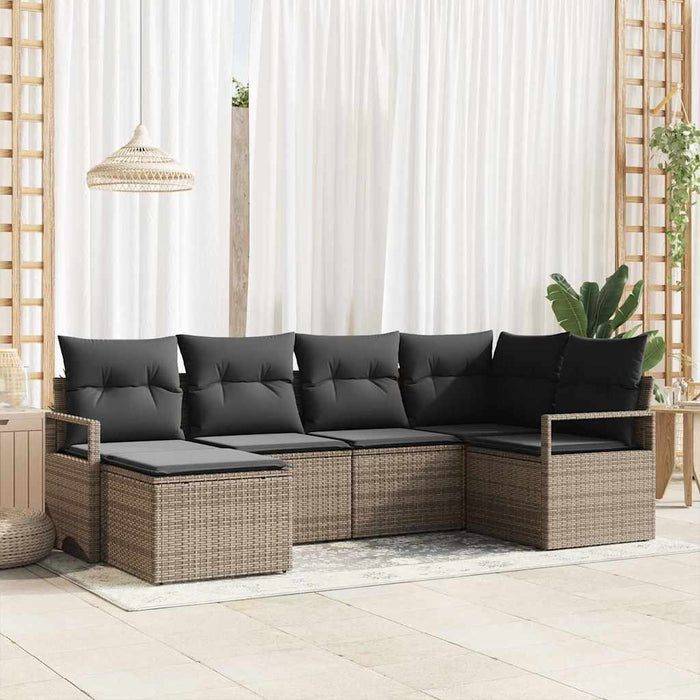 Set de canapele pentru grădină cu pernă cu depozitare 6 pcs Gri - WALTI WALTI