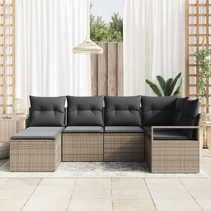 Set de canapele pentru grădină cu pernă cu depozitare 6 pcs Gri - WALTI WALTI
