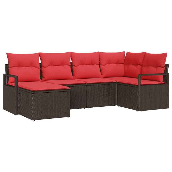 Set de canapea cu pernă 6 pcs Maro și roșu poliratan WALTI