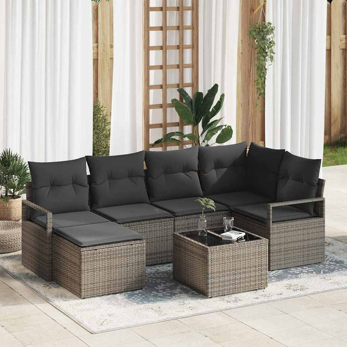 Set de canapele pentru grădină cu pernă 7 pcs Gri deschis - WALTI WALTI