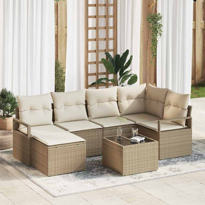 Set de canapele pentru grădină cu pernă 7 pcs Bej, crem - WALTI WALTI