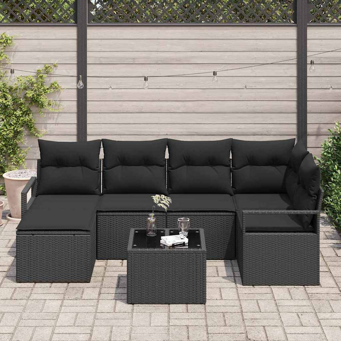 Set de canapele pentru grădină cu pernă 7 pcs Negru - WALTI WALTI
