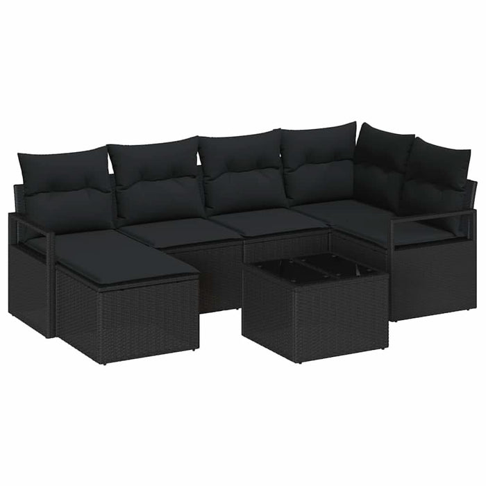 Set de canapele pentru grădină cu pernă 7 pcs Negru - WALTI WALTI