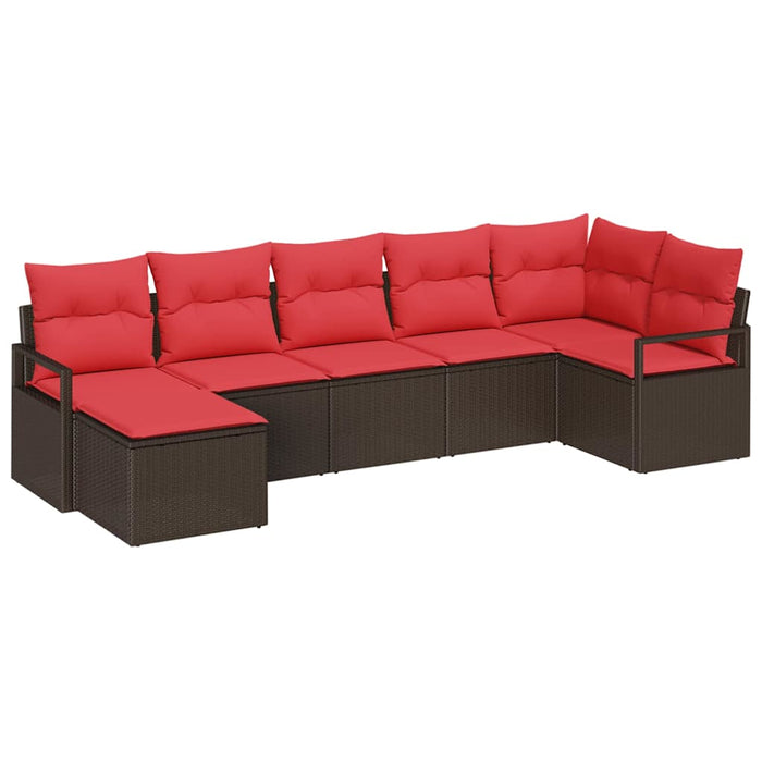 Set de canapea cu pernă 7 pcs Maro și roșu poliratan WALTI