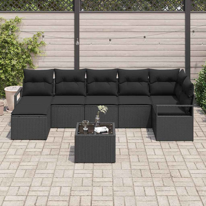 Set de canapele pentru grădină cu pernă 8 pcs Negru - WALTI WALTI