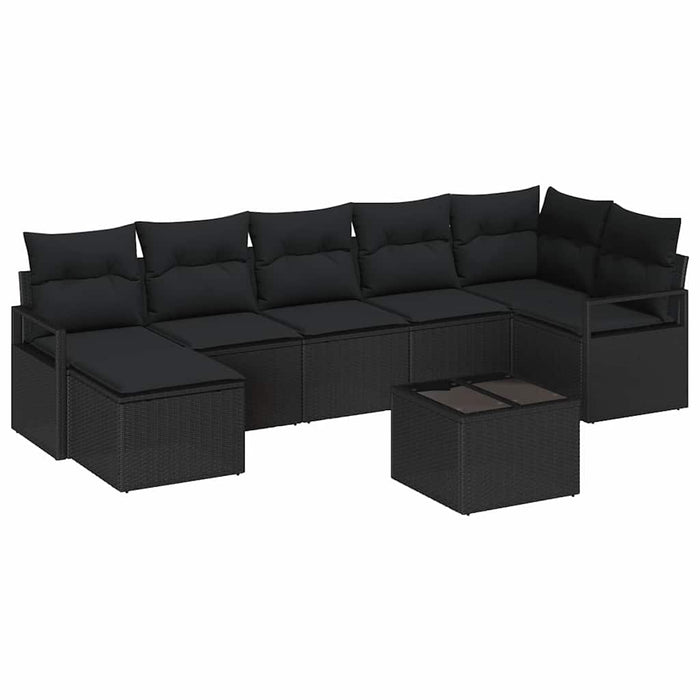 Set de canapele pentru grădină cu pernă 8 pcs Negru - WALTI WALTI