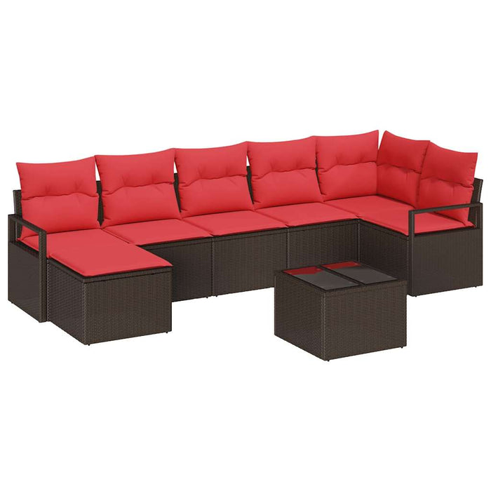 Set de canapea cu pernă 8 pcs Maro și roșu poliratan WALTI