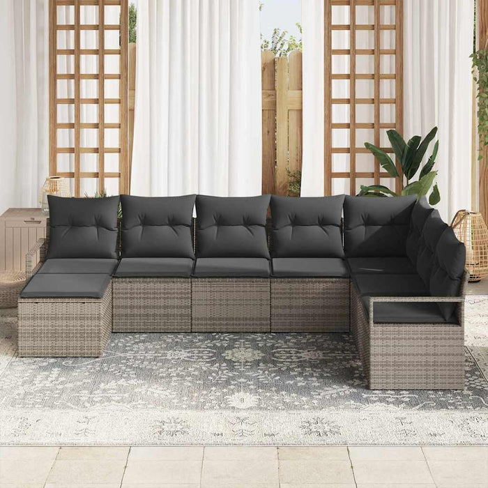 Set de canapele pentru grădină cu pernă cu depozitare 8 pcs Gri - WALTI WALTI