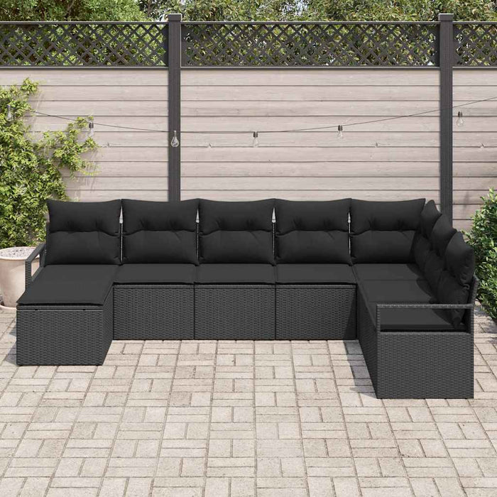 Set de canapele pentru grădină cu pernă 8 pcs Negru - WALTI WALTI