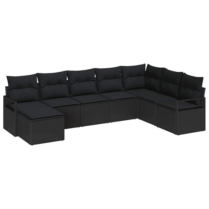 Set de canapele pentru grădină cu pernă 8 pcs Negru - WALTI WALTI