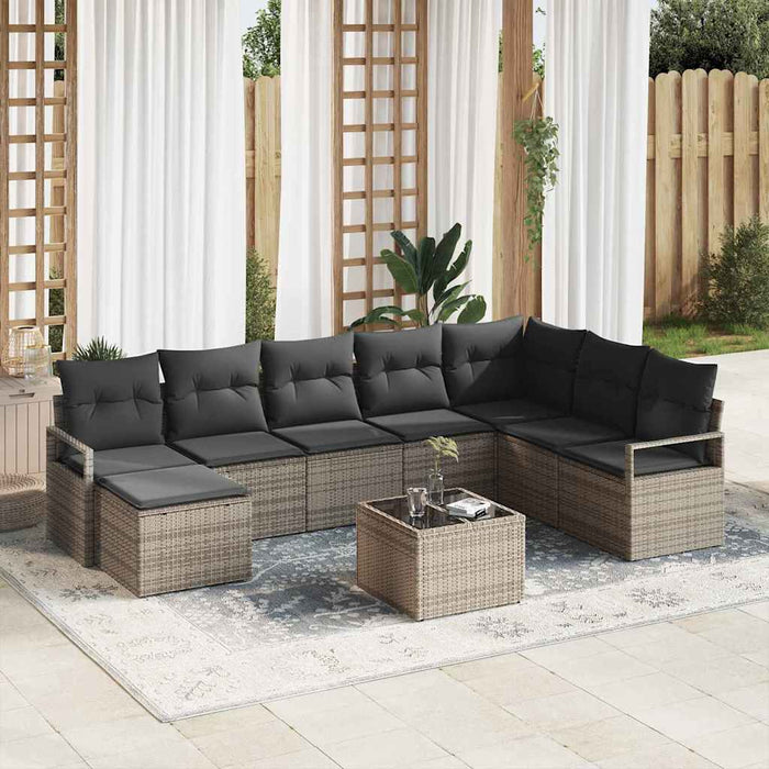 Set de canapele pentru grădină cu pernă 9 pcs Gri deschis - WALTI WALTI