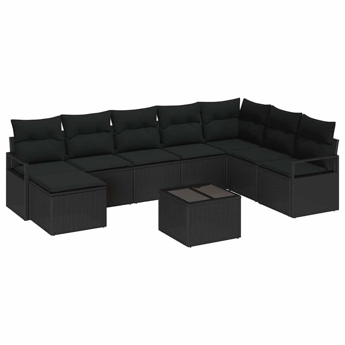 Set de canapele pentru grădină cu pernă 9 pcs Negru - WALTI WALTI