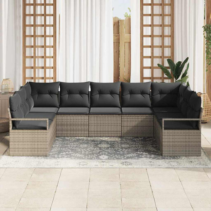Set de canapele pentru grădină cu pernă cu depozitare 9 pcs Gri - WALTI WALTI