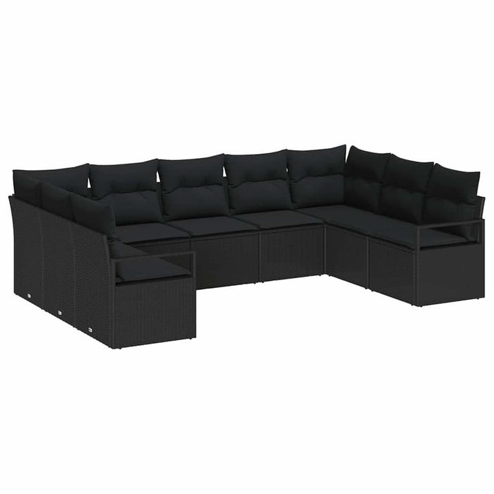 Set de canapele pentru grădină cu pernă 9 pcs Negru - WALTI WALTI