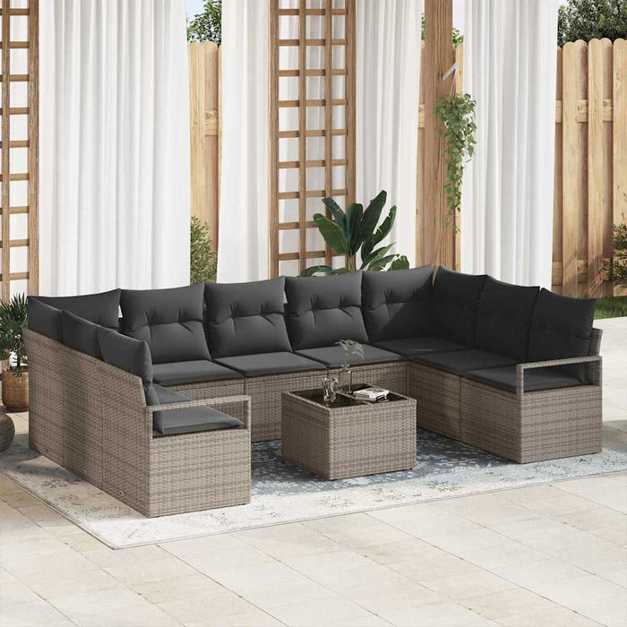 Set de canapele pentru grădină cu pernă 10 pcs Gri deschis - WALTI WALTI