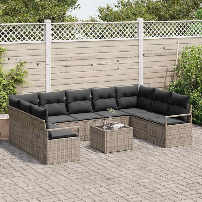 Set de canapele pentru grădină cu pernă 10 pcs Gri deschis - WALTI WALTI