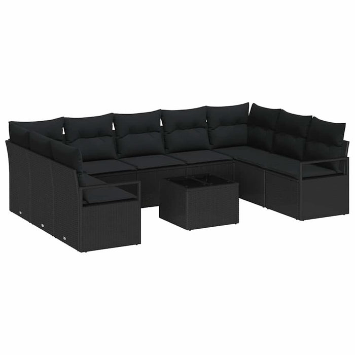 Set de canapele pentru grădină cu pernă 10 pcs Negru - WALTI WALTI